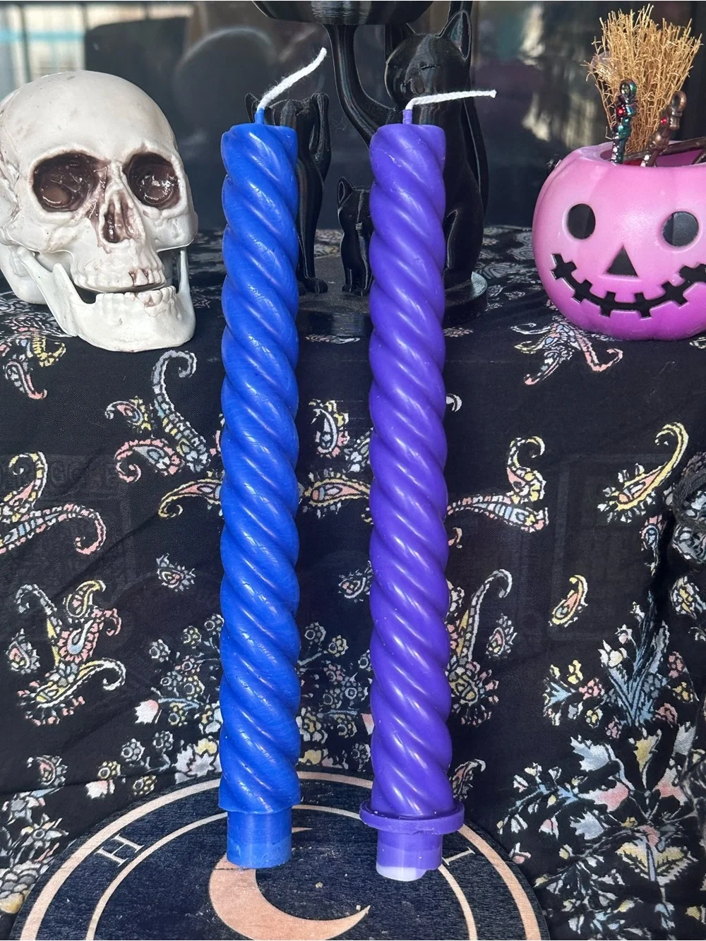 Purple & Blue Spiral Taper Candle Set